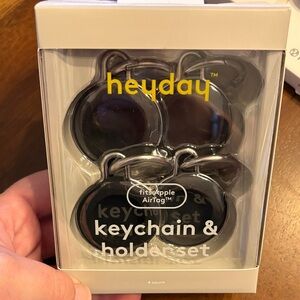 heyday Black Keychain & AirTag Holder 4-Pack